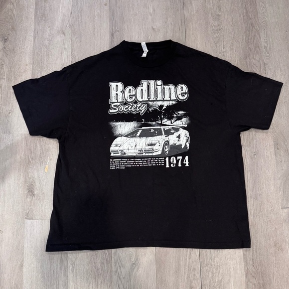 Redline Society Lamborghini Contach Short Sleeve Graphic T-shirt, Black Size 3XL